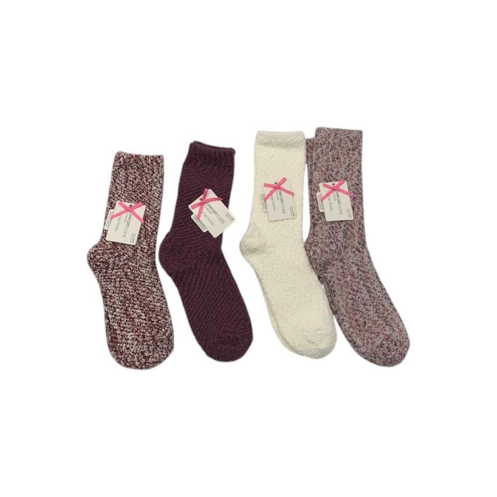 Comfort Code Women's 4-pack Plush Popcorn Lounge Socks Mauve